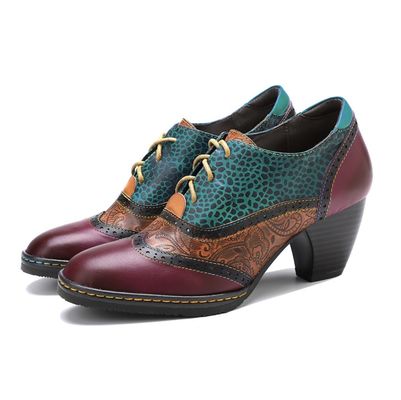 Stile retrò abiti da donna scarpe in pelle scarpe da donna con suola in gomma