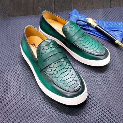 Slip On Sneakers Uomo Customized Scarpe da ginnastica a punta rotonda Scarpe con fodera in pelle