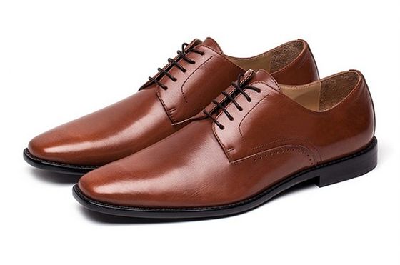 Calzature da ufficio artigianali maschili marroni con lacci di abito classici Goodyear sole in pelle