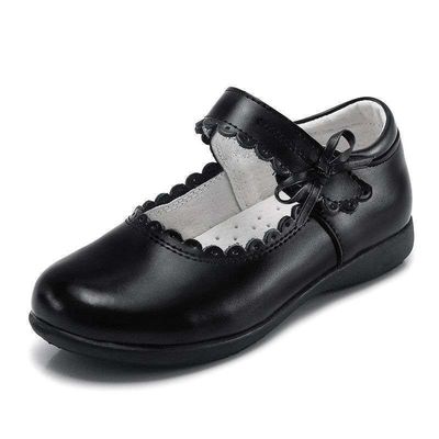 26-45 Scarpe scolastiche in pelle nera con design di chiusura a pizzo