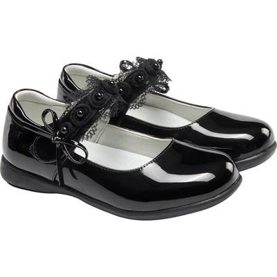 26-45 Scarpe scolastiche in pelle nera con design di chiusura a pizzo