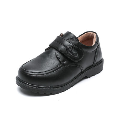 26-45 Scarpe da scuola in pelle nera con tacco piatto e lacci fatti