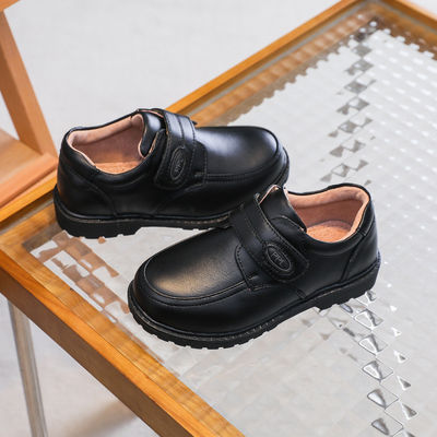 26-45 Scarpe da scuola in pelle nera con tacco piatto e lacci fatti