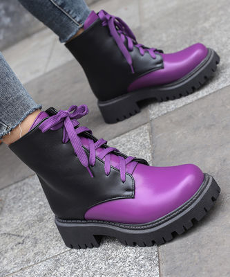 Stivali da donna in pelle di gomma Stivali da donna in pelle di gomma Stivali da donna in nero in stile militare Stivali da uomo per standard