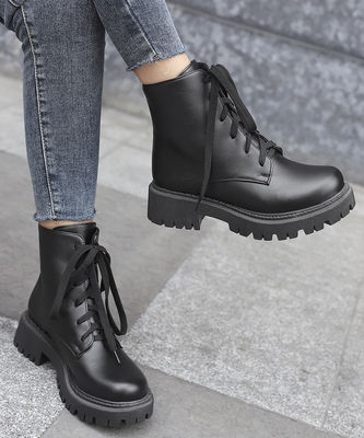 Stivali da donna in pelle di gomma Stivali da donna in pelle di gomma Stivali da donna in nero in stile militare Stivali da uomo per standard