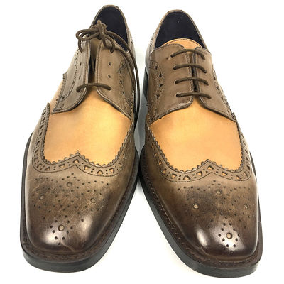 Calzature da uomo in pelle con lacci a punta, calzature da uomo a piedi piatti, calzature da sposa marrone
