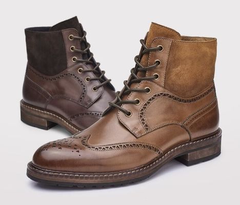 Scarpe da Chelsea di pelle marrone, scarpe da pelle con lacci per la festa.