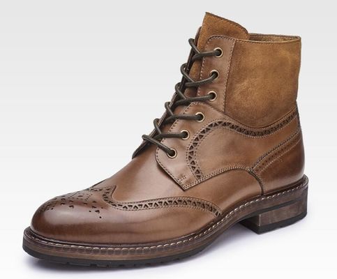 Scarpe da Chelsea di pelle marrone, scarpe da pelle con lacci per la festa.