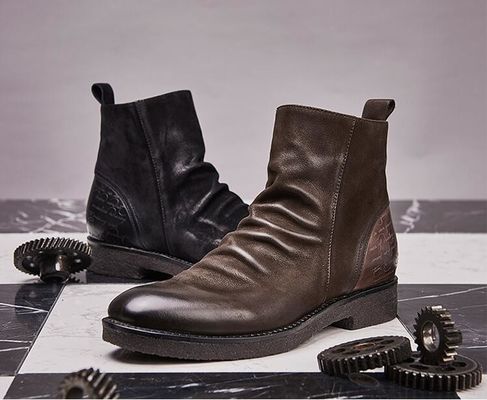 Stivali in pelle da Goodyear, stivali da uomo retro, stivali da Chelsea.