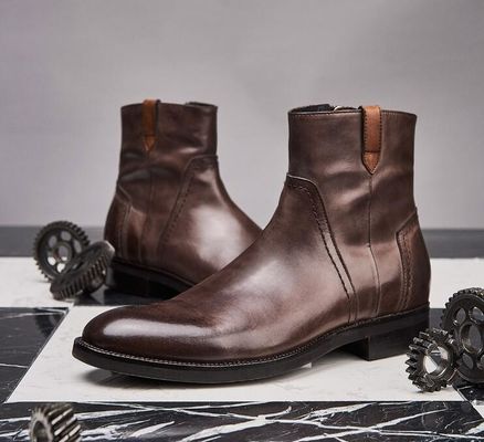 British Carved Leisure Mens Ankle Boots Spicciato Brogue Stile Chelsea Boots