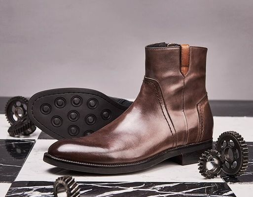 British Carved Leisure Mens Ankle Boots Spicciato Brogue Stile Chelsea Boots