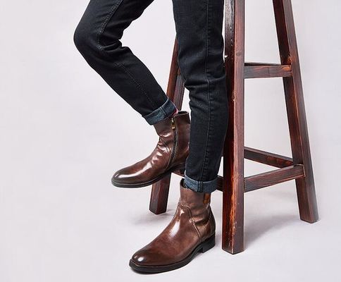 British Carved Leisure Mens Ankle Boots Spicciato Brogue Stile Chelsea Boots