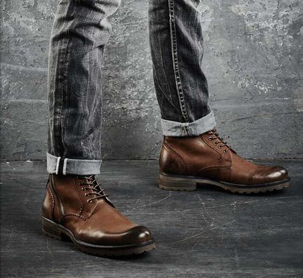 Stivali da uomo in pelle marrone, in pelle vera, stivali da cowboy Martin.