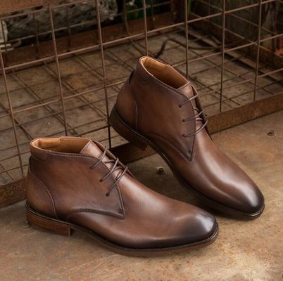 Chukka Suede Pelle Uomo Pelle Casual Scarpe Marrone Uomo Lace Up Dress Stivali