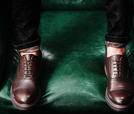 Calzature da uomo in pelle con abito elegante calzature Goodyear con doppio cappuccio