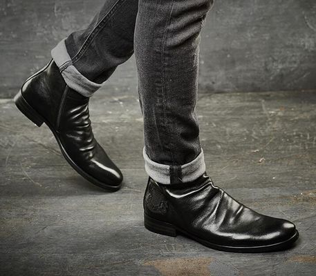 Stivali da caviglia da uomo in pelle genuina Stivali da ascensore da uomo casual
