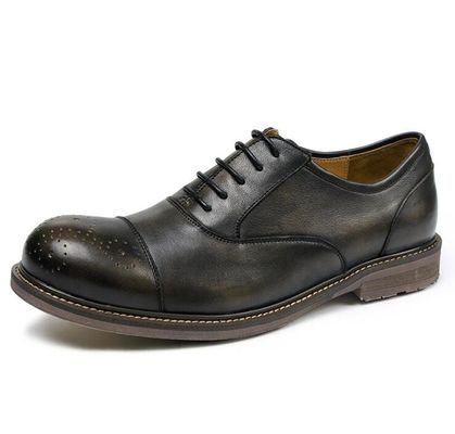 Calzature da uomo con punta rotonda nera Calzature da lavoro traspiranti Calzature da lavoro casual