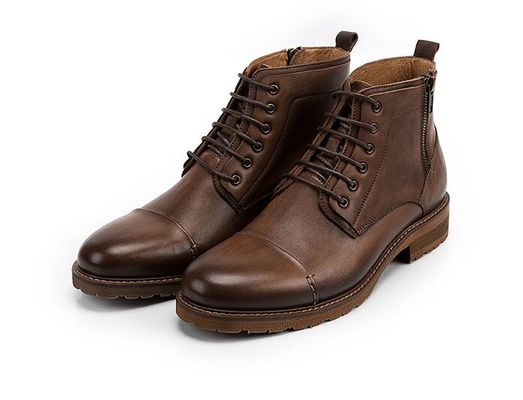 Calzature da uomo a punta rotonda per ascensori, respirabili, di pelle vera, calzature casual per l'inverno