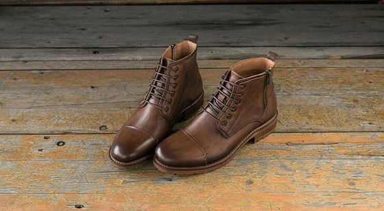 Calzature da uomo a punta rotonda per ascensori, respirabili, di pelle vera, calzature casual per l'inverno