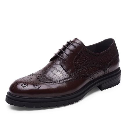 Confortevoli calzature da cuoio da uomo durature da uomo marrone
