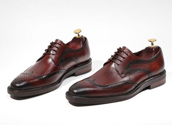 Derby Style Uomo Marrone Scarpe Lace Up Uomo Piatto Scarpe in cuoio tessuto