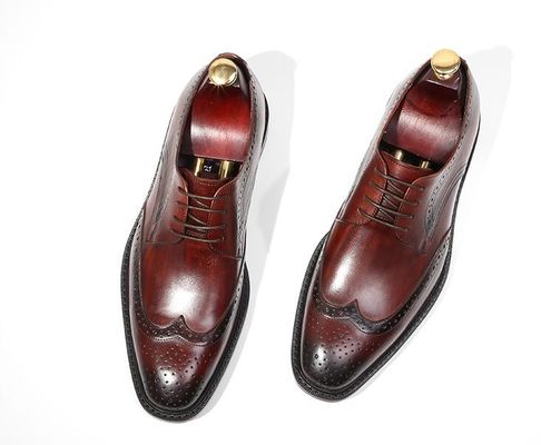 Derby Style Uomo Marrone Scarpe Lace Up Uomo Piatto Scarpe in cuoio tessuto