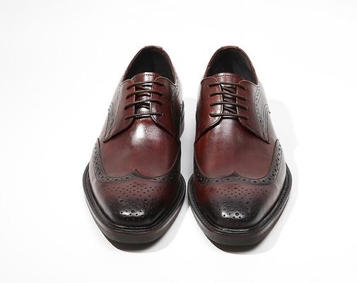 Derby Style Uomo Marrone Scarpe Lace Up Uomo Piatto Scarpe in cuoio tessuto