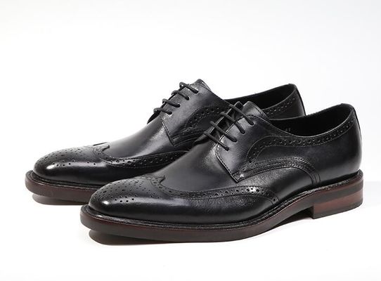 Derby Style Uomo Marrone Scarpe Lace Up Uomo Piatto Scarpe in cuoio tessuto