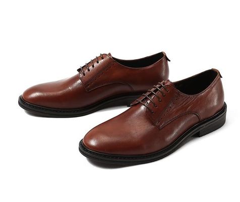 Fashion Embossing Mens Leather Dress Shoes Brown Round Toe Standard Dancing Shoes