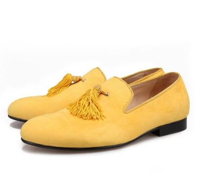 Loafers di velluto maschile di fascia alta con tasselli di taglia personalizzata