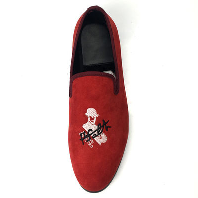 Red Mens Velvet Loafers Skull Style Custom Mens Flat Casual Shoes Esistono campioni