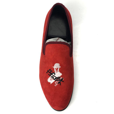 Red Mens Velvet Loafers Skull Style Custom Mens Flat Casual Shoes Esistono campioni