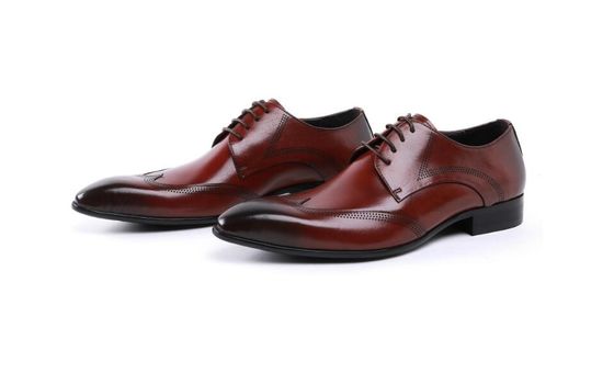 Custom Brogue Marrone Scarpe di pelle da spazzolare Abito comodo Per Uomini