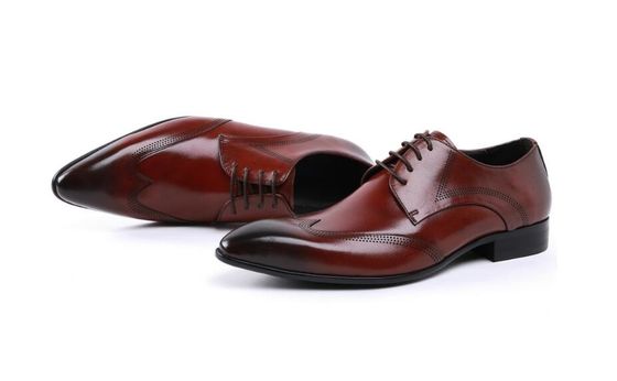 Custom Brogue Marrone Scarpe di pelle da spazzolare Abito comodo Per Uomini