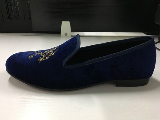 Calzature di velluto maschile durevoli con punta rotonda maschile blu suede