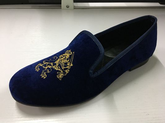 Calzature di velluto maschile durevoli con punta rotonda maschile blu suede