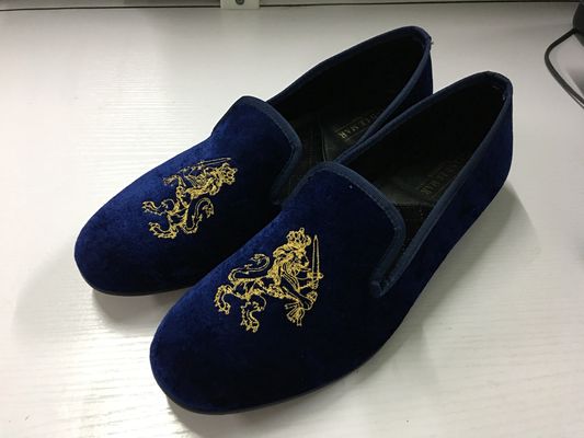 Calzature di velluto maschile durevoli con punta rotonda maschile blu suede