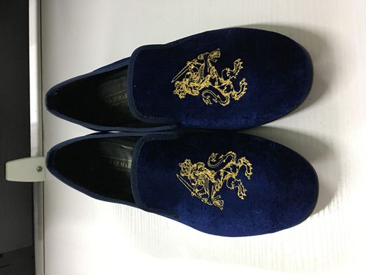 Calzature di velluto maschile durevoli con punta rotonda maschile blu suede