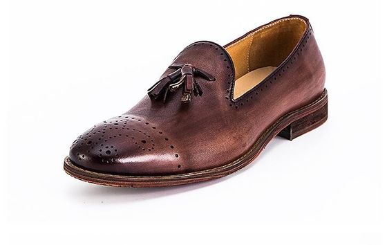 Giubbotti da cuoio da uomo marrone da estate Scarpe da scivolo da brogue Tassel Loafers