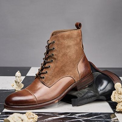 Moda duratura colorata pelle invernale uomo stile militare stivali impermeabili