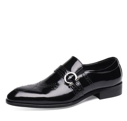 Calzature da uomo confortevoli, artigianali, di colore nero, con cinghia da monaco