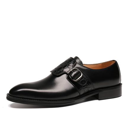 Calzature da uomo di lusso con cinghia da monaco / Calzature da cuoio autentiche in stile italiano Loafer per uomini