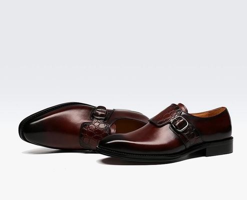 Calzature da uomo di lusso con cinghia da monaco / Calzature da cuoio autentiche in stile italiano Loafer per uomini