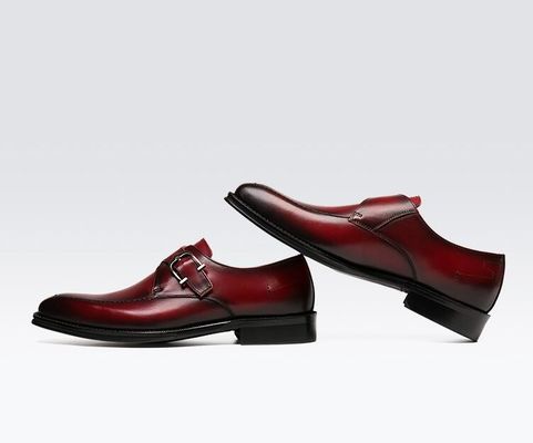 ODM Scarpe da abito in pelle originale di Oxford / Scarpe da uomo di lusso Monk Strap con tacco di 3 cm