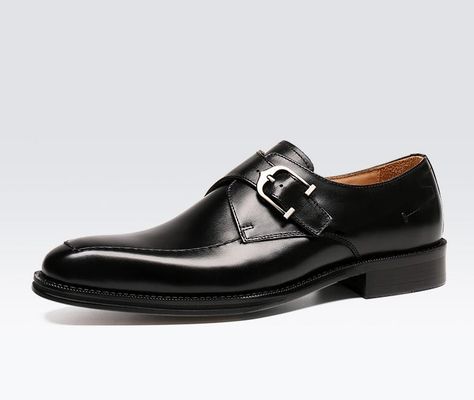 ODM Scarpe da abito in pelle originale di Oxford / Scarpe da uomo di lusso Monk Strap con tacco di 3 cm