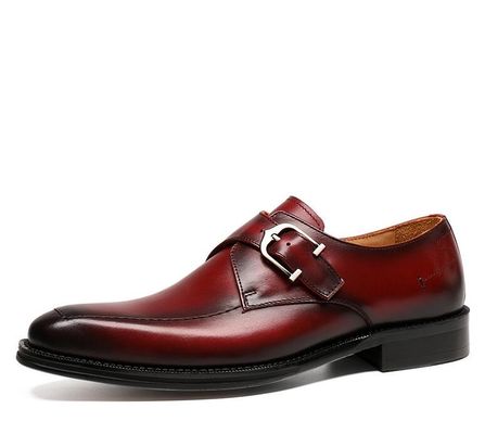 ODM Scarpe da abito in pelle originale di Oxford / Scarpe da uomo di lusso Monk Strap con tacco di 3 cm