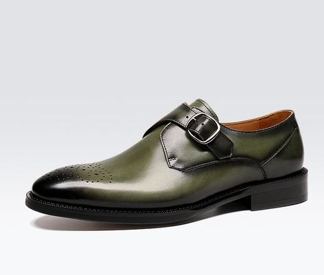 Scarpe da uomo in pelle di Oxford Scarpe da uomo con guinzaglio verde / nero Scarpe da uomo