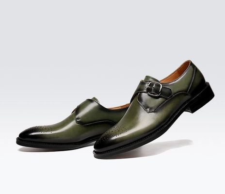 Scarpe da uomo in pelle di Oxford Scarpe da uomo con guinzaglio verde / nero Scarpe da uomo