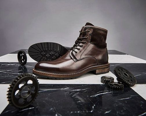 Comodi abiti da uomo in pelle stivali caffè morbido e scarpe blu vintage