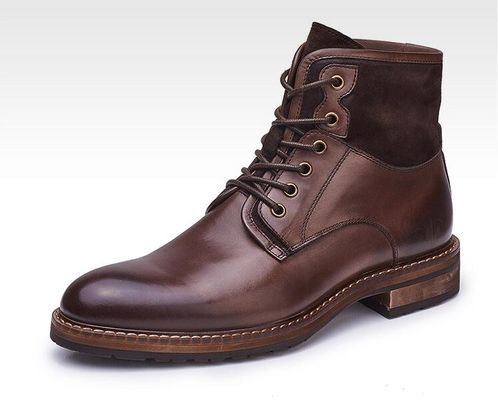 Comodi abiti da uomo in pelle stivali caffè morbido e scarpe blu vintage